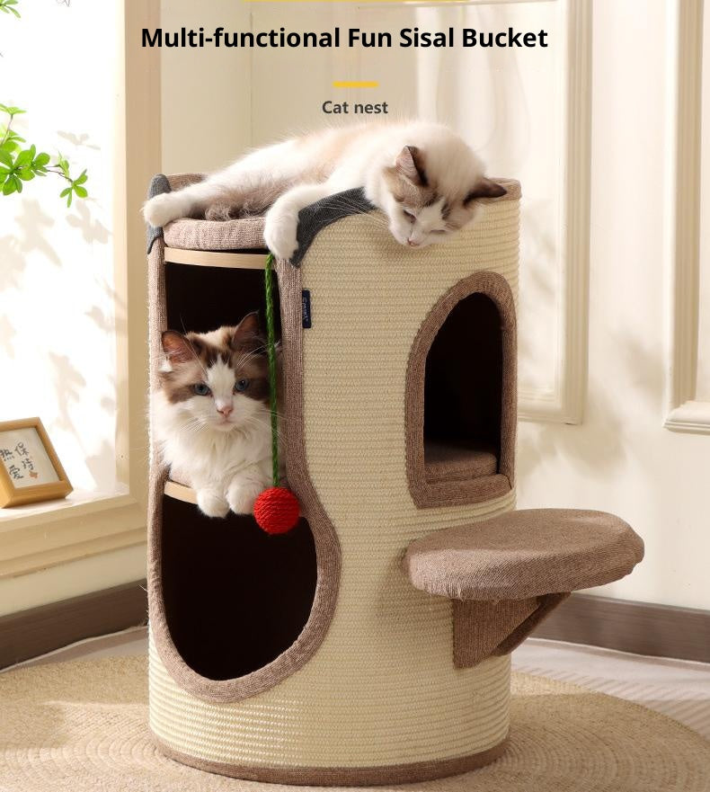 Cat bed, cat climbing frame and cat tree integrated. Sisal bucket cat house cat bed Cat toy cat bucket