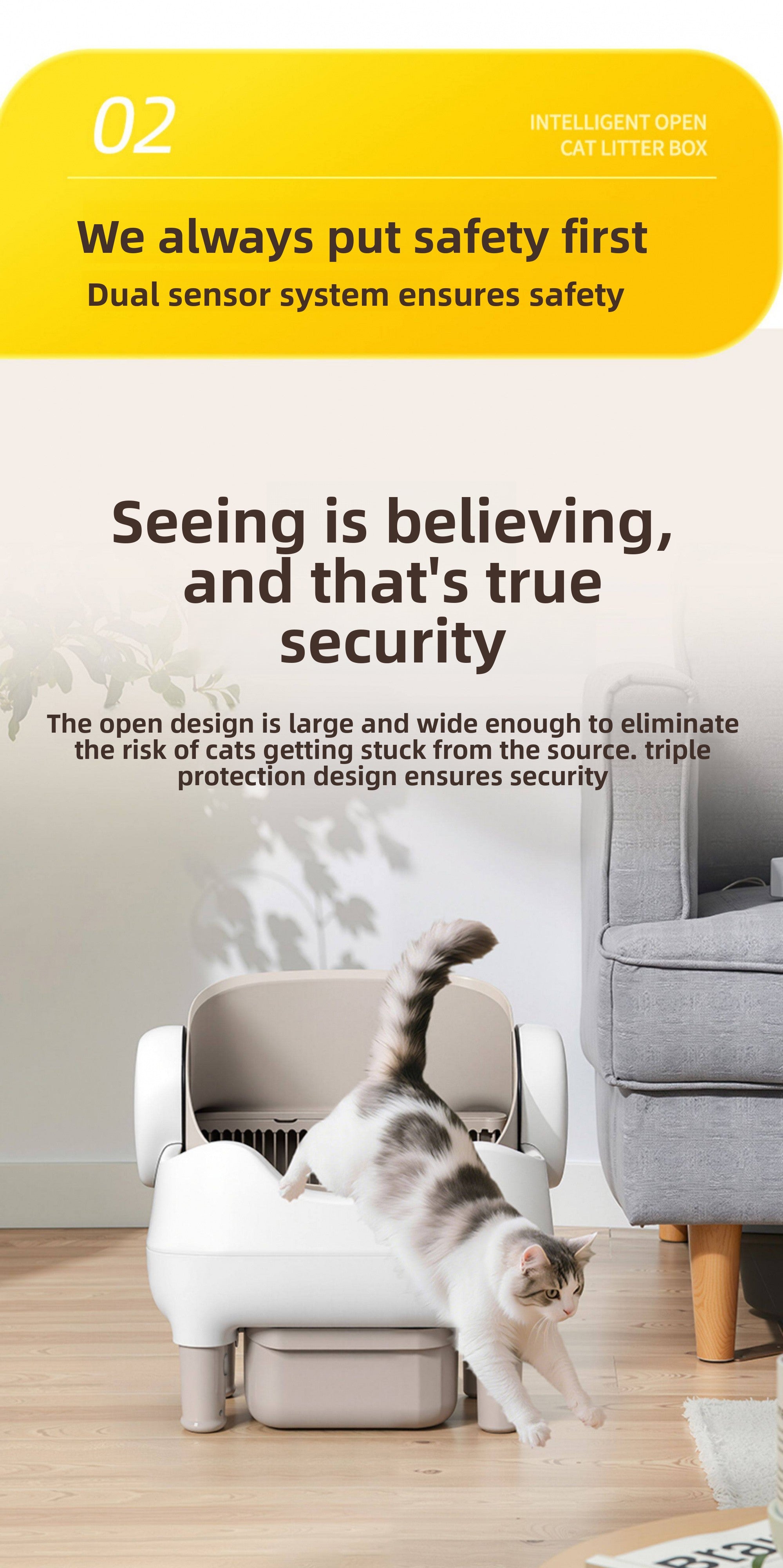 Smart Cat Litter Box Fully Automatic Cat Litter Box Splash-Proof Open Design Easy to Clean Cat Toilet Automatic Scooper