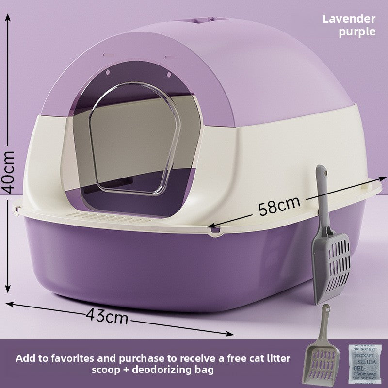 Oversized Litter Box Disinfection Deodorant Fully Enclosed Cat Toilet Litter Box Bason Extra Large Splash-Proof Wholesale