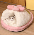 Cloud Flower Cat Bed: Keep the cat bed warm in winter; Semi-enclosed cat sleeping slipper bed; Winter cat bed; All-season dog kennel