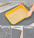 Pet silicone cat litter pad; Pet pad silicone cat litter pad; The cat is rubbing its feet on the mat. Leak-proof cat litter pad Easy-to-clean pet waterproof pad