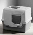 Large-sized, wide-opening closed cat litter box; Anti-splash and odor-proof cat toilet; Push out the cat litter box