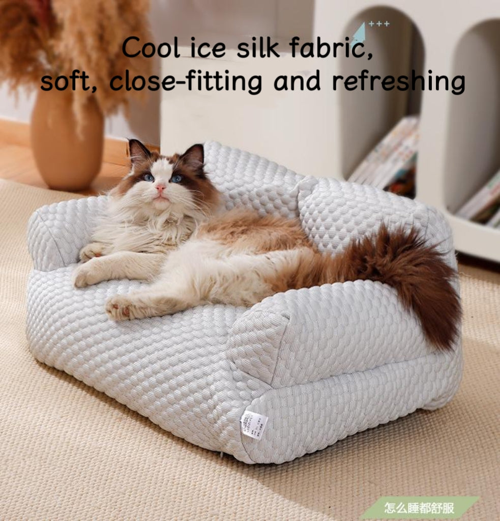 Ice Silk breathable pet sofa bed Suitable for all seasons; Detachable and washable cat beds and dog beds; Cool, breathable, soft and comfortable