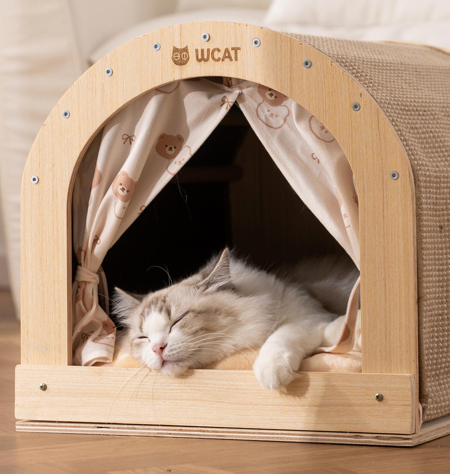 Cat arc-shaped house Cat bed sisal cat scratch board Play and sleep all-in-one pet cat toy cat scratcher
