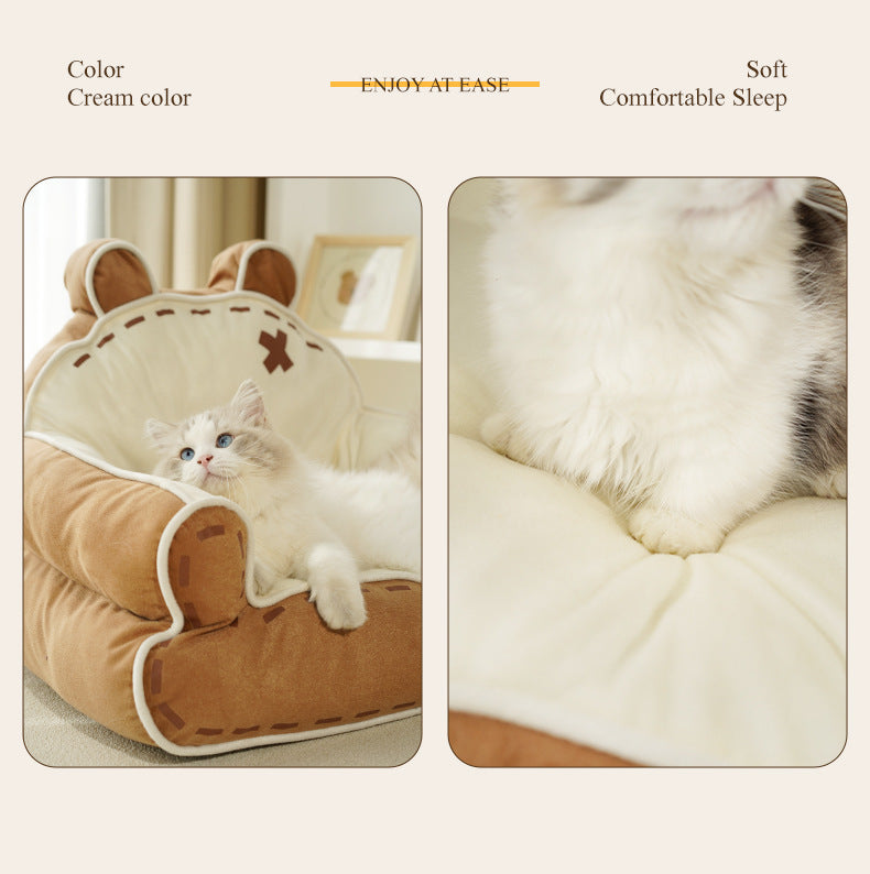 Little Bear pet sofa cat bed Suitable for all seasons; Thickened and warm winter sleeping pad; Cat supplies