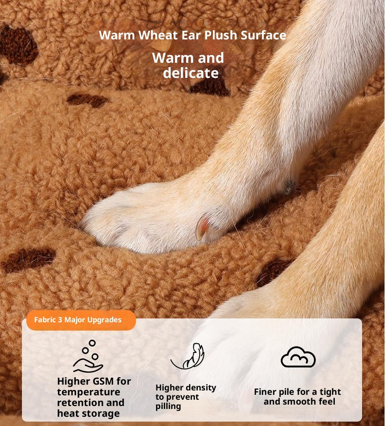 Elliptical polka dot plush pet bed; Circular thickened nest for pet pads; Winter warm cat beds, dog MATS, dog beds