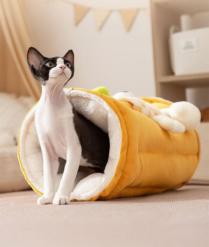 Dual-purpose tunnel mat cat bed cat mat; Play and sleep integrated cat bed Pet supplies