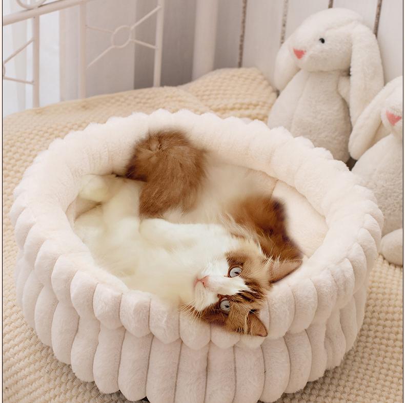Cloud Three-dimensional Pet Round Bed: Thickened large dog mat for pet beds; Moisture-proof and warm dog bed A small round dog and cat bed