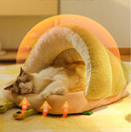 Snail-shaped cloud-shaped velvet slipper nest; Semi-closed nest; A warm pet bed for cats and dogs in autumn and winter