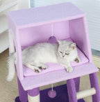 Purple multi-functional cat bed climbing frame; Integrated cat climbing frame, cat bed and cat scratch post; A small-sized apartment that doesn't take up much space and is an integrated cat toy