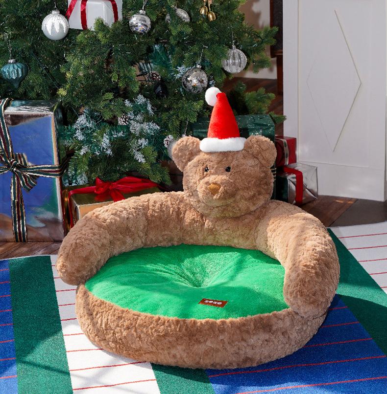 Christmas Bear pet sofa Dog beds and cat beds are suitable for all four seasons. Open pet bed Small dog kennel