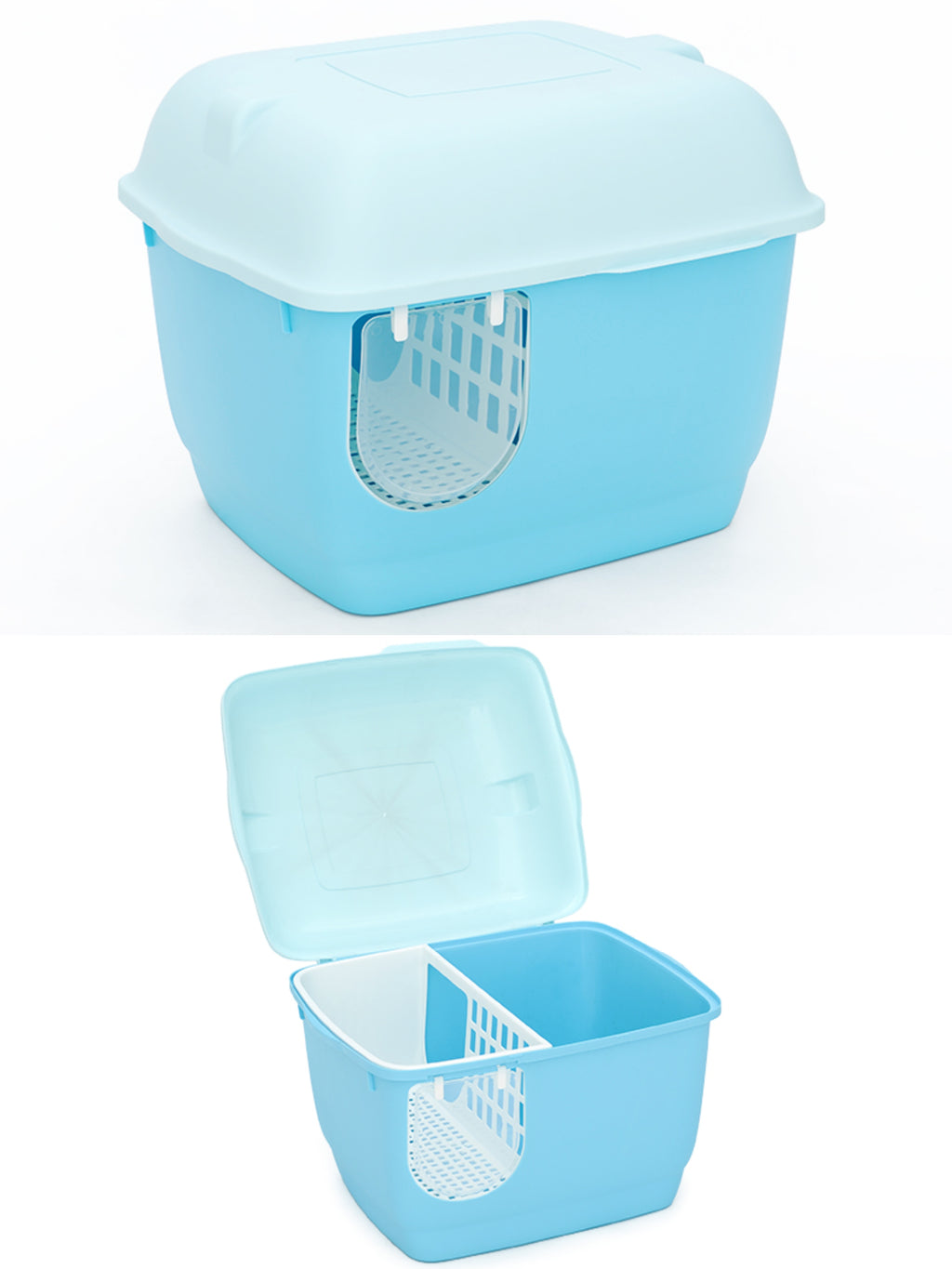 Large-capacity corridor-style cat litter box; Fully enclosed; Prevent sand from being brought into the house. Isolate odors and unpleasant smells; Dry-wet separation Large capacity, suitable for multi-cat families