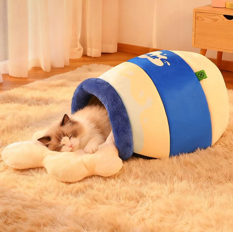 "Milk Can Pet Bed" Winter warm dog beds and cat beds; Yogurt bottle-shaped pet bed