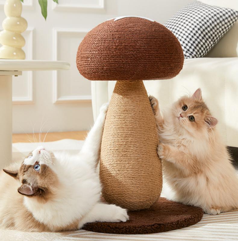Cute and fun mushroom cat Scratch pillar Cat scratch board, sisal cat scratch post; Wear-resistant and does not shed chips; Mushroom standing claw grinding toy Cat supplies
