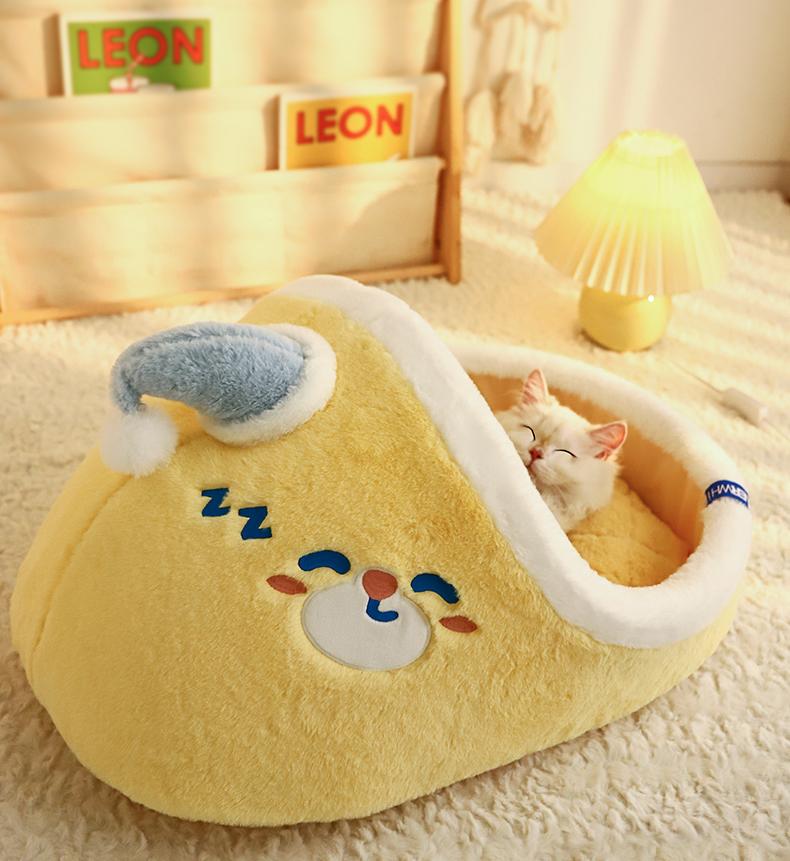 Mango-shaped cat bed Winter warm, enclosed and secure cat bed; Cats sleep in their beds, dog beds, sofas, and cat shelters