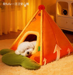 Triangular carrot tent dog shelter Winter closed cat sleeping bags and cat beds; Winter warm pad for dogs to sleep in dog beds