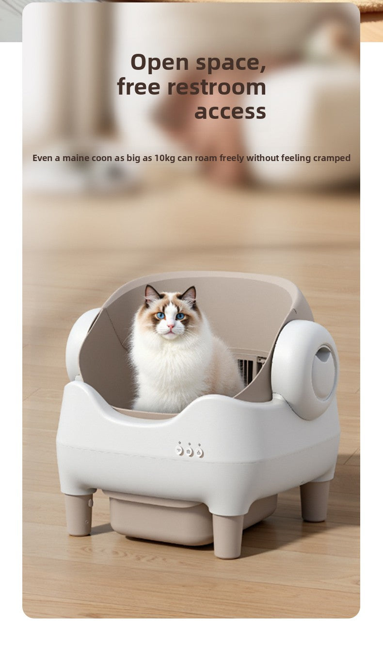 Smart Cat Litter Box Fully Automatic Cat Litter Box Splash-Proof Open Design Easy to Clean Cat Toilet Automatic Scooper