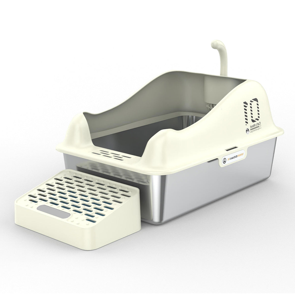 Stainless Steel Cat Litter Box Splash-Proof Large Semi-Enclosed Cat Toilet Pet Cleaning Supplies Open Cat Litter Tray