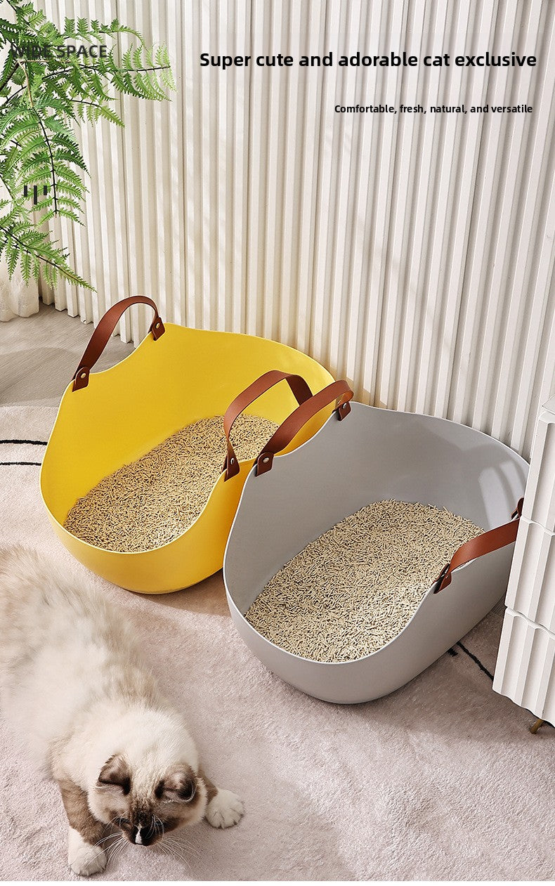 Portable Cat Litter Box Basket Large Car-mounted Cat Litter Box Foldable Portable Cat Toilet Outdoor Carry Splash-proof