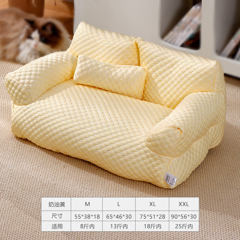 Ice Silk breathable pet sofa bed Suitable for all seasons; Detachable and washable cat beds and dog beds; Cool, breathable, soft and comfortable