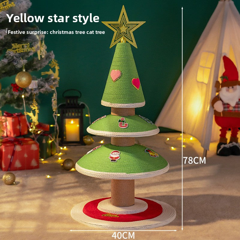 Christmas Tree Sisal Cat Scratching Board Wear-Resistant Non-Shedding Cat Claw Board Cat Climbing Frame Nest Integrated Cat Scratching Post Cat Toy