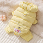 Dog down jacket with fabric label; Warm dog clothes for autumn and winter Four-legged graphene-pulled down jacket Pet clothes for small and medium-sized dogs