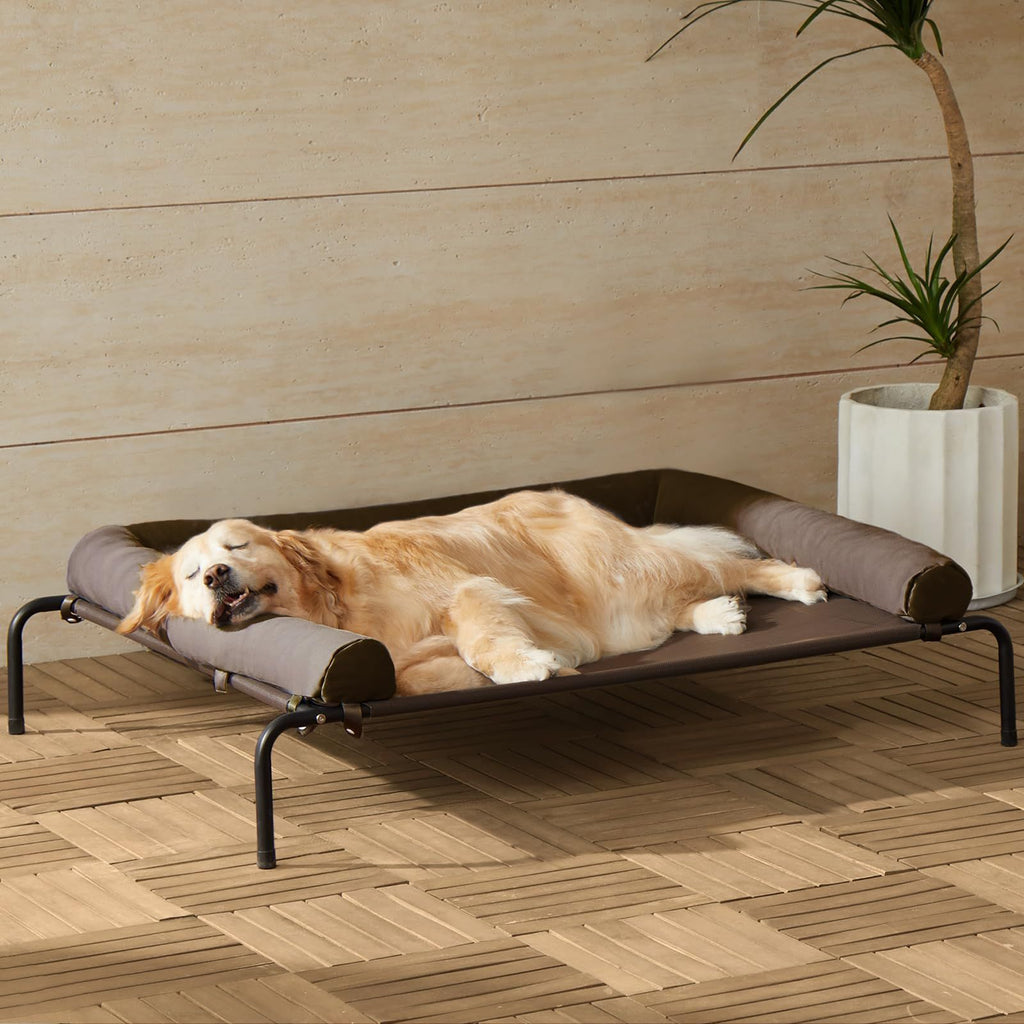 Large dog detachable dog beds that do not touch the ground; Cool ice silk camp bed Large dog beds that can be machine washed and are scratch-resistant. Suitable for all seasons