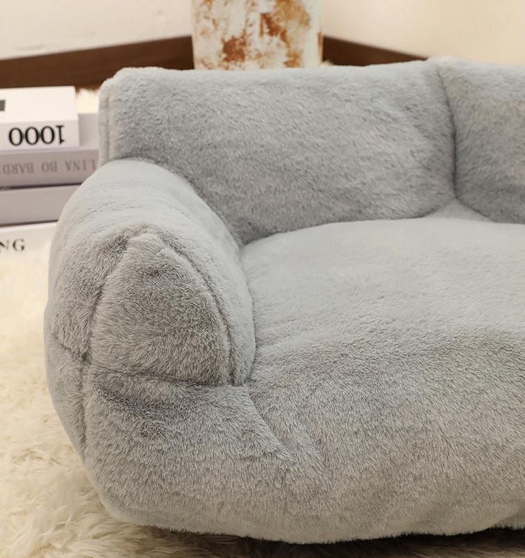 Pet rabbit fur sofa bed: Dog sofa, large pet sofa; Rabbit plush pet bed; Soft, high-quality cat beds, large dog beds and dog beds