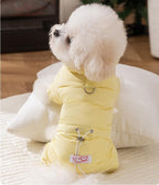 Dog down jacket with fabric label; Warm dog clothes for autumn and winter Four-legged graphene-pulled down jacket Pet clothes for small and medium-sized dogs