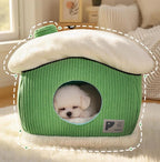 Snow house-shaped pet bed; Cartoon semi-enclosed thickened cat and dog beds; Detachable and washable pet bed