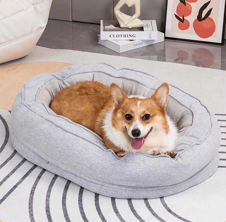 Oval doughnut pet bed It can be disassembled and washed for medium and large dog beds. Deep sleep four-season dog bed Winter warm dog bed