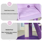 Purple multi-functional cat bed climbing frame; Integrated cat climbing frame, cat bed and cat scratch post; A small-sized apartment that doesn't take up much space and is an integrated cat toy