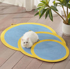 Rattan pet round mat: Cat mat for sleeping; Wear-resistant and non-flaking pet supplies; Rattan mat cat ice pad Floor mat cat scratcher