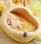 Mango-shaped cat bed Winter warm, enclosed and secure cat bed; Cats sleep in their beds, dog beds, sofas, and cat shelters