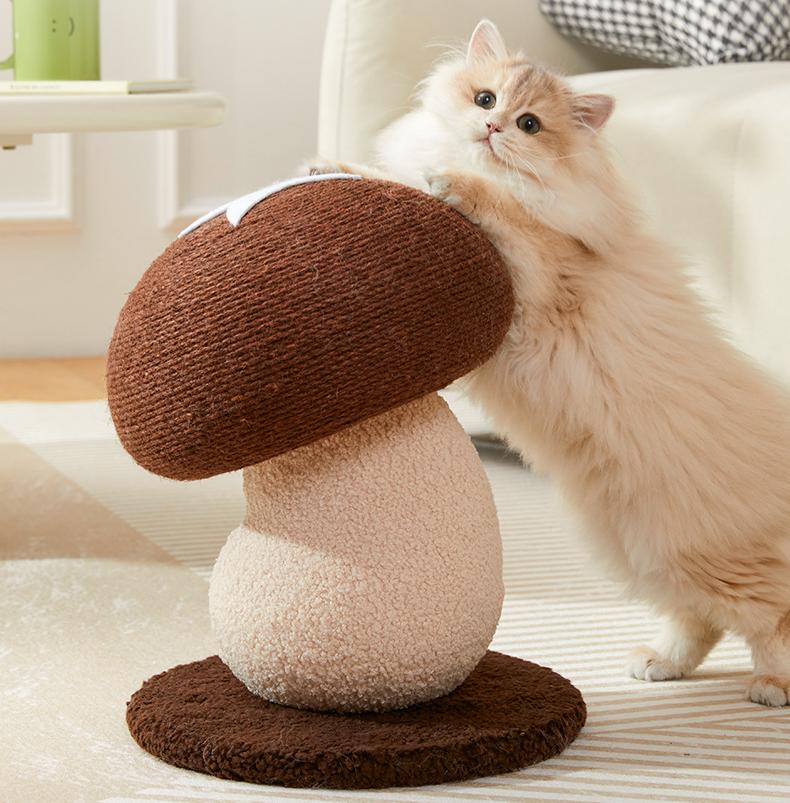 Cute and fun mushroom cat Scratch pillar Cat scratch board, sisal cat scratch post; Wear-resistant and does not shed chips; Mushroom standing claw grinding toy Cat supplies
