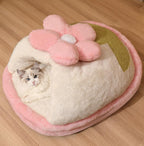 Cloud Flower Cat Bed: Keep the cat bed warm in winter; Semi-enclosed cat sleeping slipper bed; Winter cat bed; All-season dog kennel