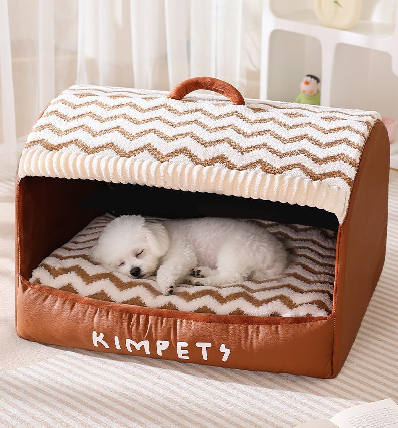 Drawer-style dog kennel Add velvet in winter for warmth. Semi-enclosed large-space cat bed; Textured leather dog bed; Suitable for all seasons