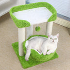 Green double-nest cat climbing frame; Sisal is resistant to scratching cats. It doesn't flake off and is easy to grip. Integrated pet supplies;
