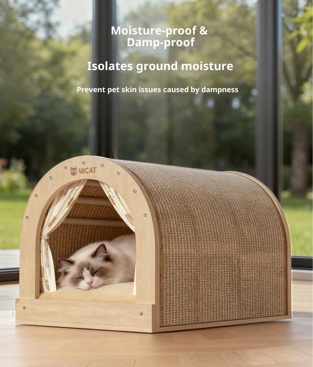 Cat arc-shaped house Cat bed sisal cat scratch board Play and sleep all-in-one pet cat toy cat scratcher