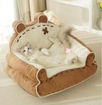 Little Bear pet sofa cat bed Suitable for all seasons; Thickened and warm winter sleeping pad; Cat supplies