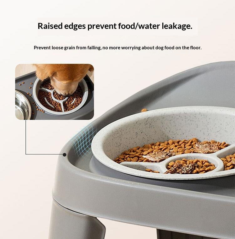 Dogs eat bowls and basins. Large dog cervical protection pet slow food bowl; Stainless steel rice bowl with high legs