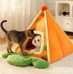 Triangular carrot tent dog shelter Winter closed cat sleeping bags and cat beds; Winter warm pad for dogs to sleep in dog beds