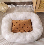 Elliptical polka dot plush pet bed; Circular thickened nest for pet pads; Winter warm cat beds, dog MATS, dog beds
