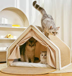 Tent cat scratcher cat bed Four-season Universal Cat Villa Cat House Semi-enclosed cat scratch board, non-shedding sisal cat tent