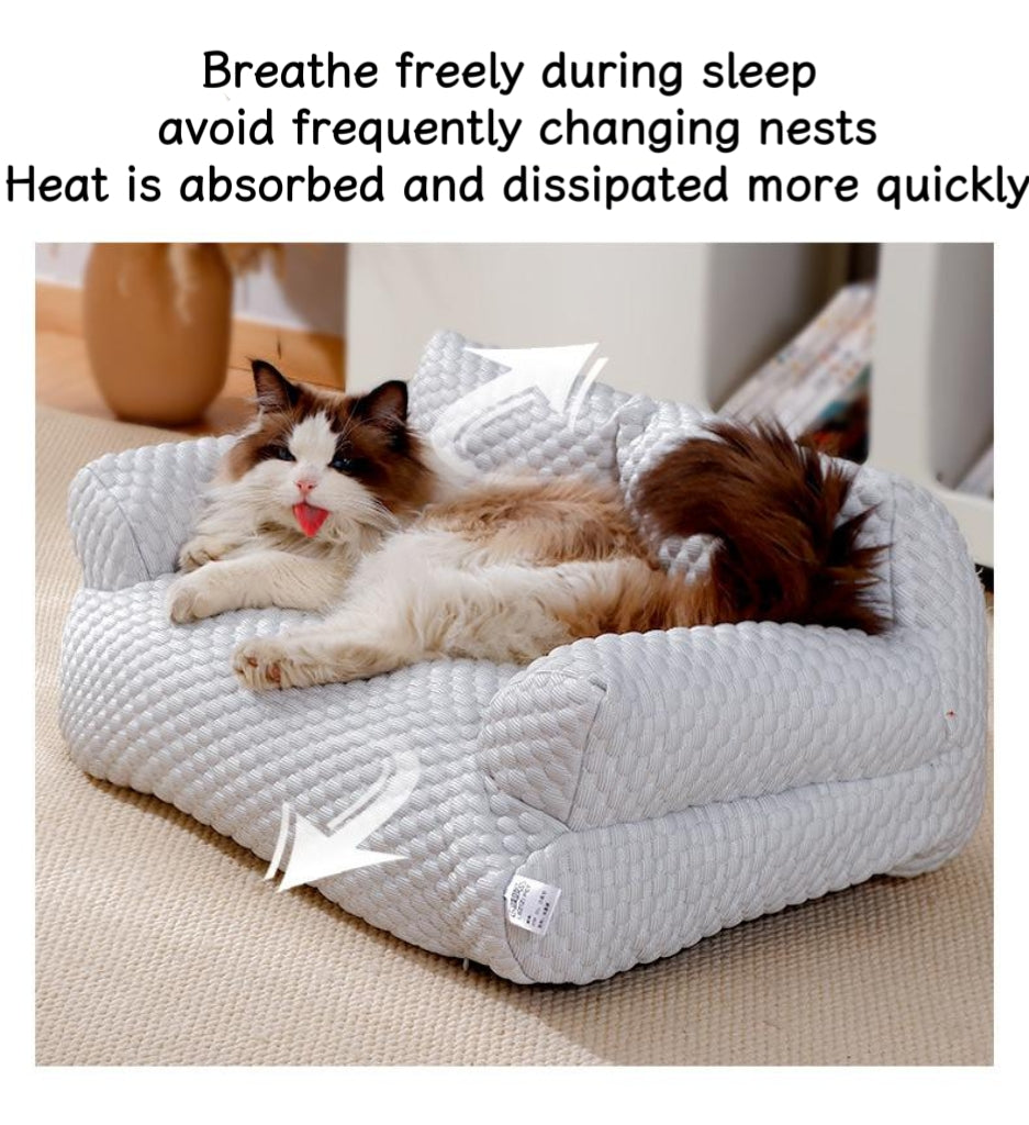 Ice Silk breathable pet sofa bed Suitable for all seasons; Detachable and washable cat beds and dog beds; Cool, breathable, soft and comfortable
