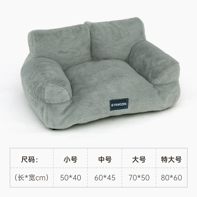 Rabbit fur sofa pet bed: Dog bed, cat bed, warm rabbit fur pet bed; Large detachable pet sofa; Winter dog sofa cat villa