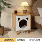 Solid wood cat bed bedside table; Simple and compact; Multi-functional cat shelter with bedside cabinet The storage cabinet is specially for cats