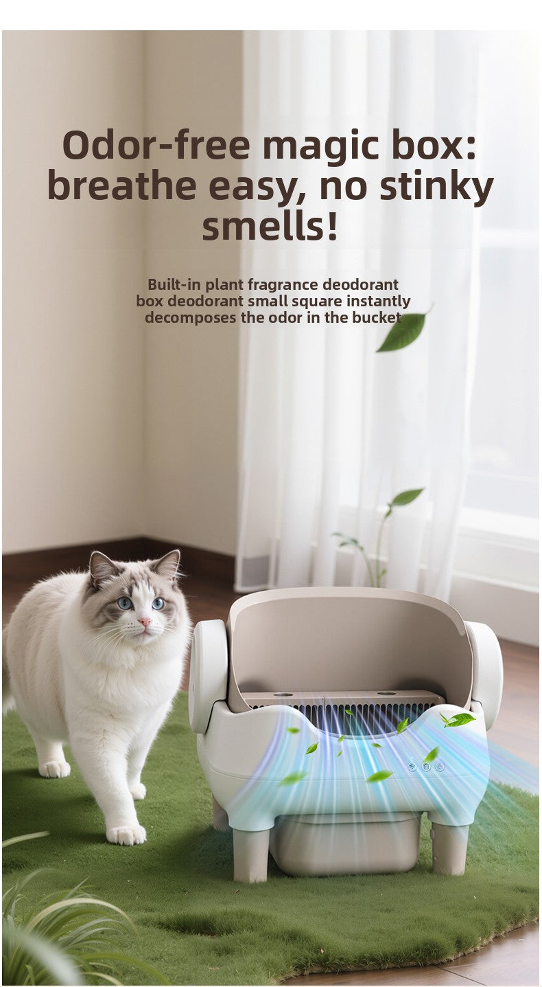 Smart Cat Litter Box Fully Automatic Cat Litter Box Splash-Proof Open Design Easy to Clean Cat Toilet Automatic Scooper