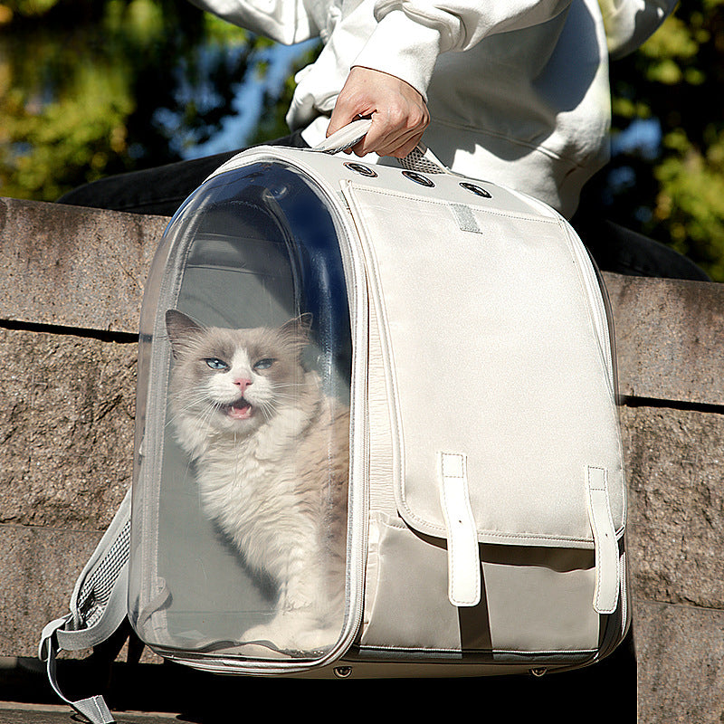 Outdoor Cat Carrier Bag Large Capacity Transparent Cat Dog Carrier Backpack Breathable Space Capsule Pet Supplies