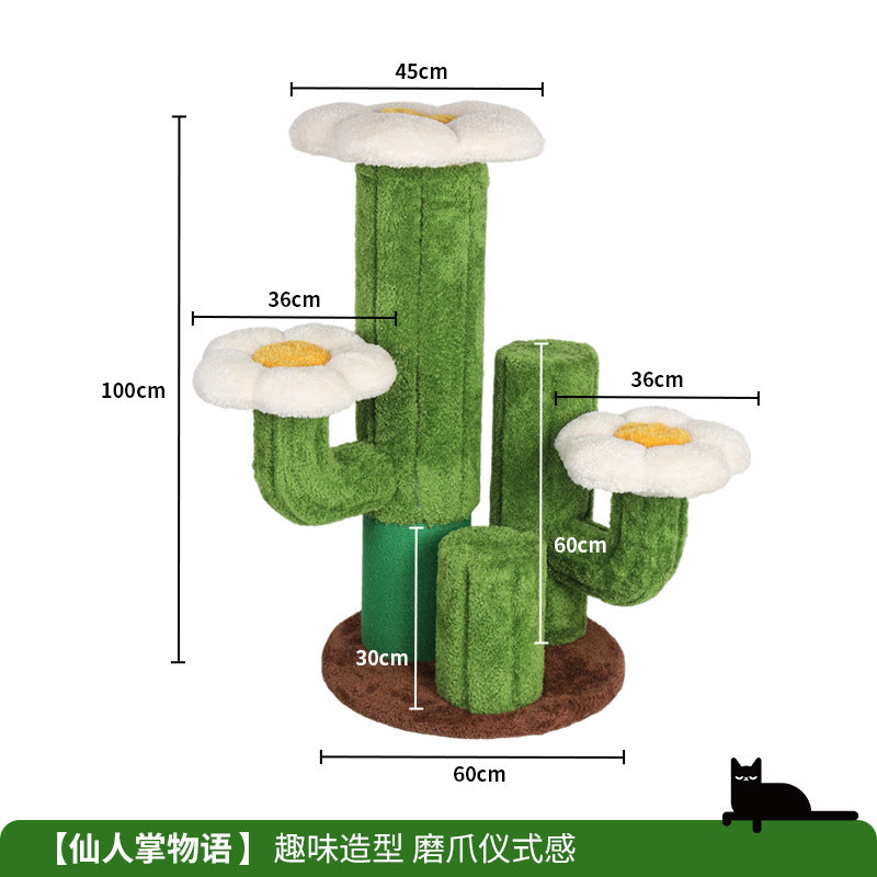 Cat Climbing Frame Solid Wood Home Cat Scratching Board Cat House Integrated Large Cat Toy Pet Fitness Multi-layer Cat Climbing Frame Cactus